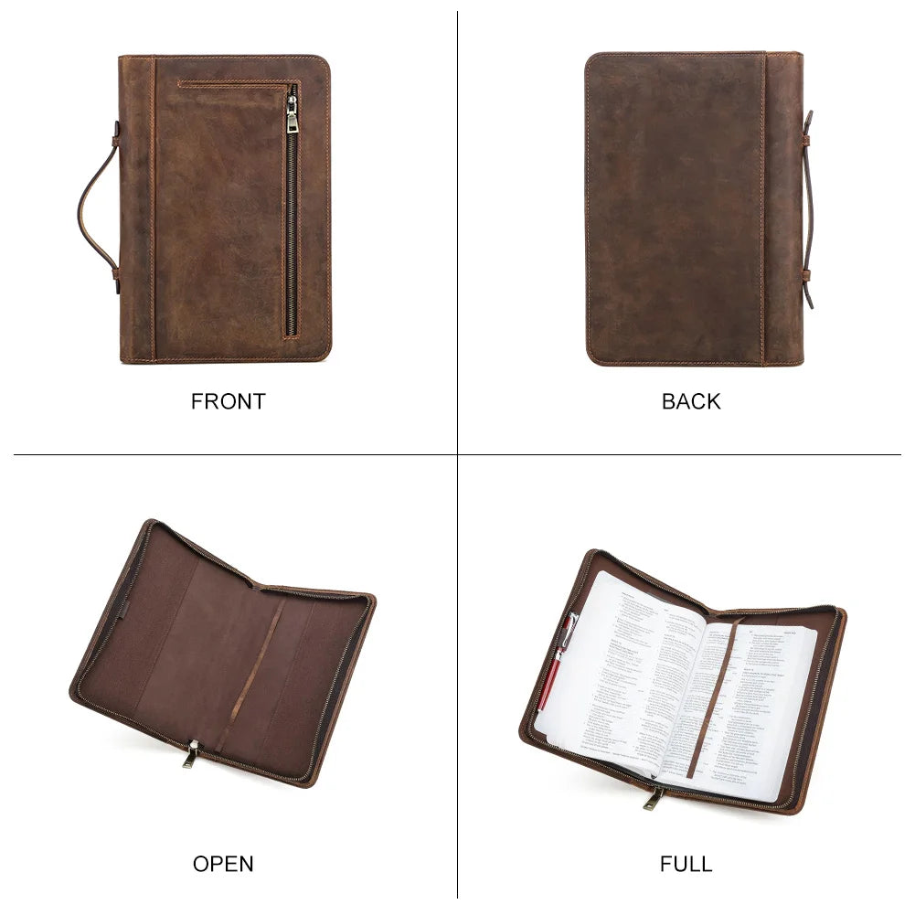 Handmade Custom Cowhide Leather Book Cover Bible Case Notebook Travel
