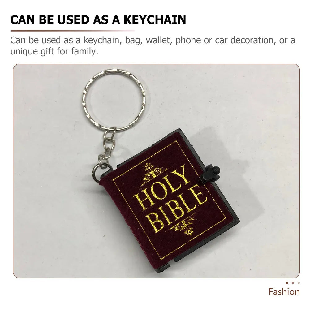 4Pcs Mini Bible Keychain Symbolic Religious Keychain Bible Book