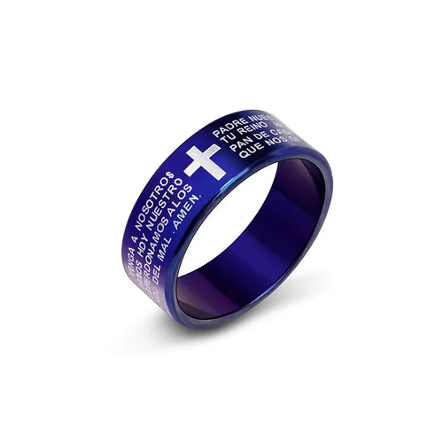 Black Jesus Men's Titanium Steel Bible Scripture Cross Jesus Ring