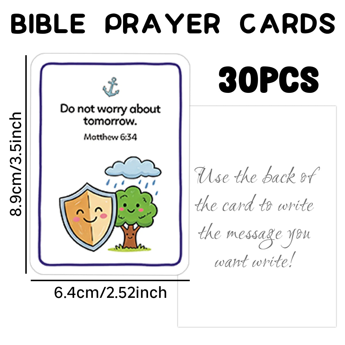 30pcs Bible Prayer Cards With Uplifting Illustration Scripture Verse