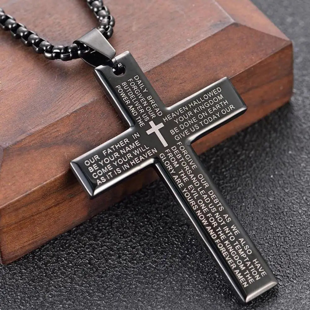 1/3pcs Christian Bible Cross Chain Necklace Steel Big Pendant Necklace