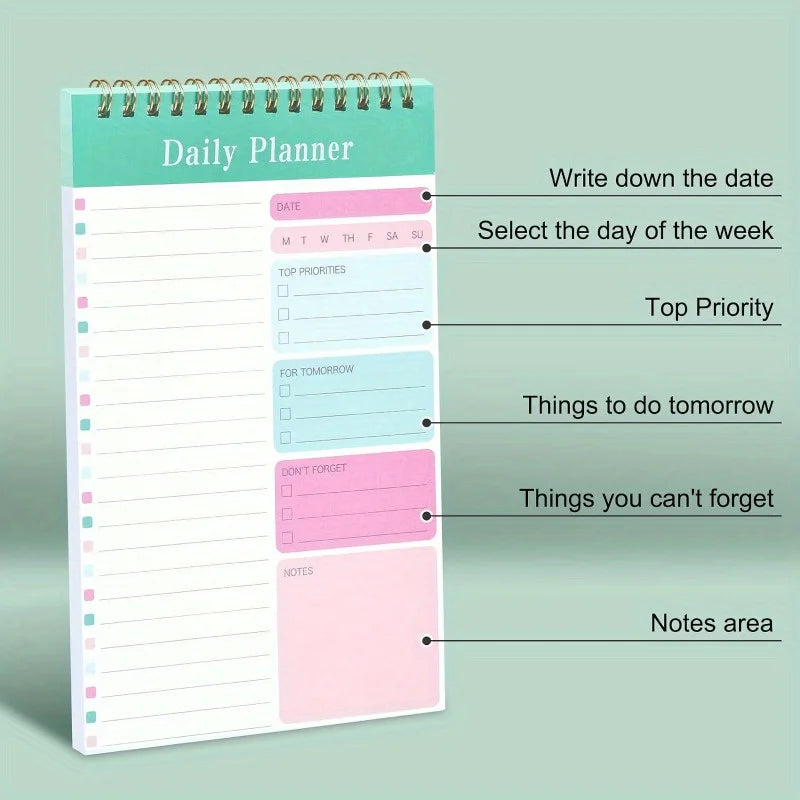 1PC Daily To Do List Notepad -  30 Laminated Sheets for Work, School,