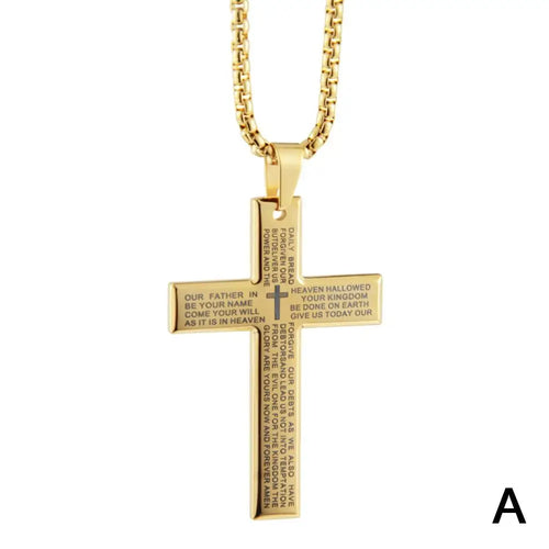 1/3pcs Christian Bible Cross Chain Necklace Steel Big Pendant Necklace