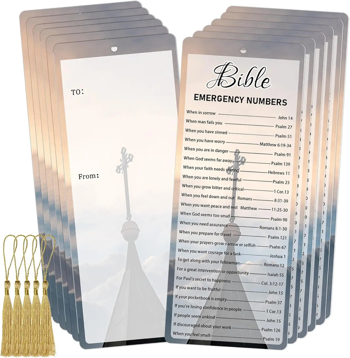Bible Emergency Numbers Bookmark Christian Bookmark Card with Tassels