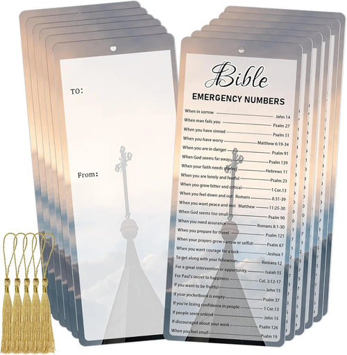 Bible Emergency Numbers Bookmark Christian Bookmark Card with Tassels