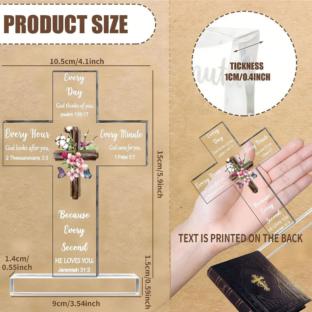 1pc Acrylic Cross - Bible Verses and Prayers, Inspirational Christian