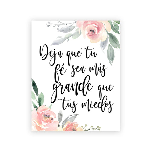 (2D canvas painting)  Spanish Bible Verse Quotes Print God Christian