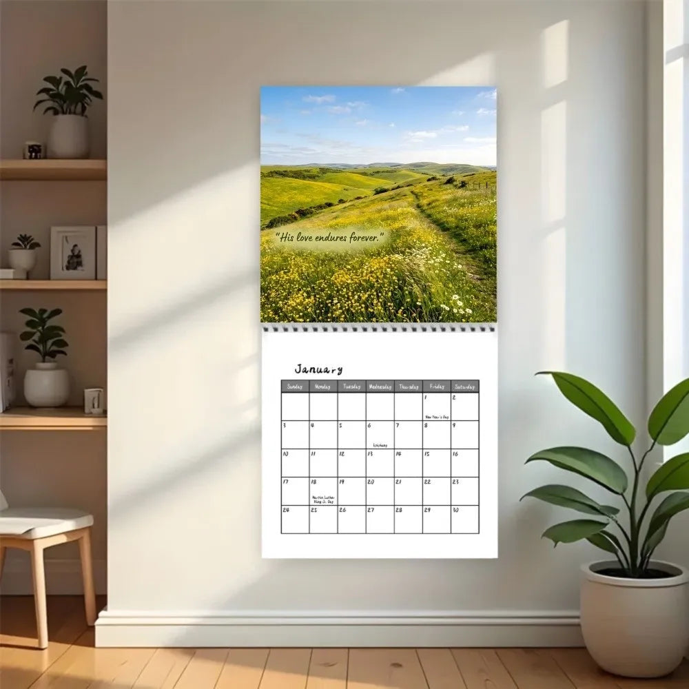 12 Month 2027 Bible Verse Calendar Jesus Christ Theme Scenic