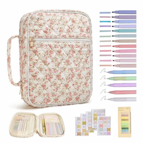 New Floral Design Bible Cover Case Zipper Pocket Handle Bible Cover