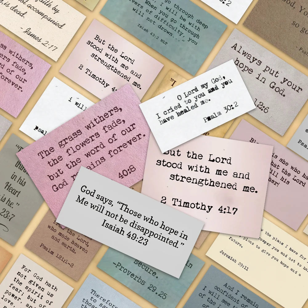 60PCS Christian Bible Verse Says Vintage Stickers PVC Waterproof Diary