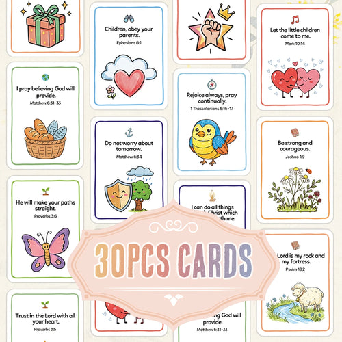 30pcs Bible Prayer Cards With Uplifting Illustration Scripture Verse