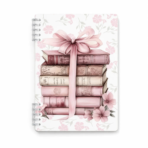 Vintage Floral Spiral Notebook Pink Book Stack Journal Planner for