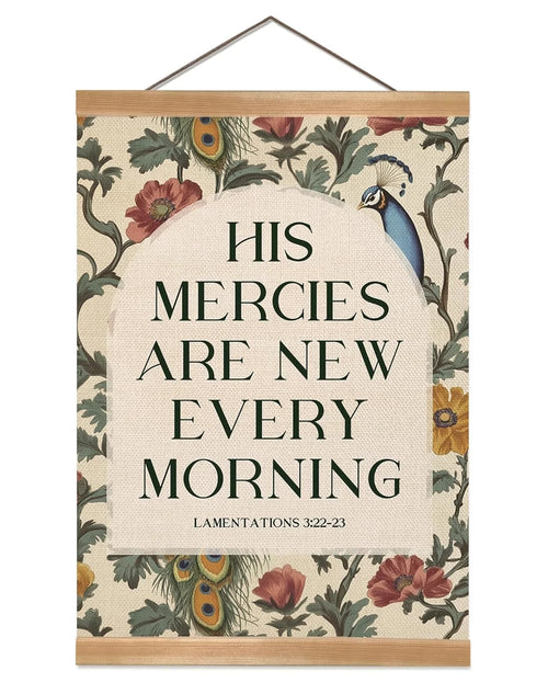 Christian Poster  Art , Christian Bible Verse His Mercies are Boho