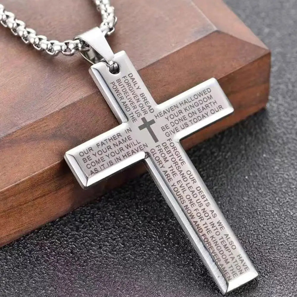 1/3pcs Christian Bible Cross Chain Necklace Steel Big Pendant Necklace