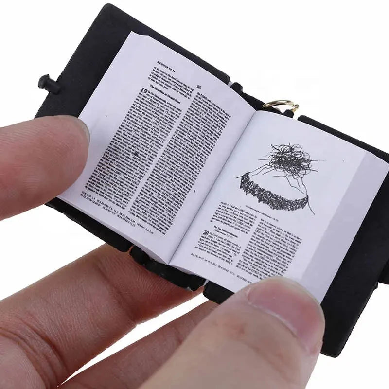 Fashion Holy Bible Keychain Mini Christian English Book Key Ring For