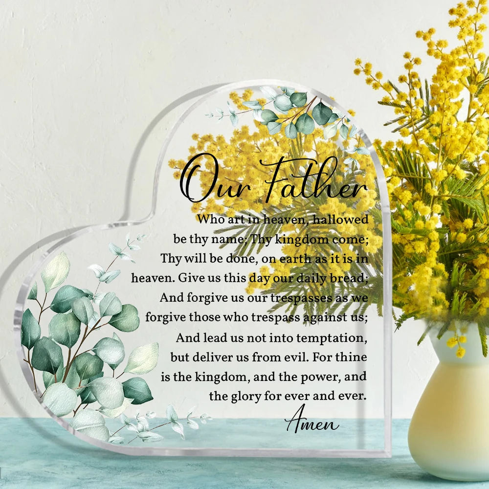 Christian Bible Verses Acrylic Heart Decorative Sign Plaques Our