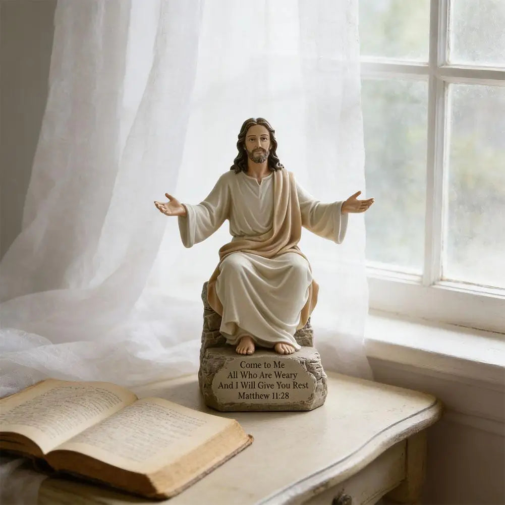 Jesus Open Arms Blessing Statue With Bible Verse Base I Am With You