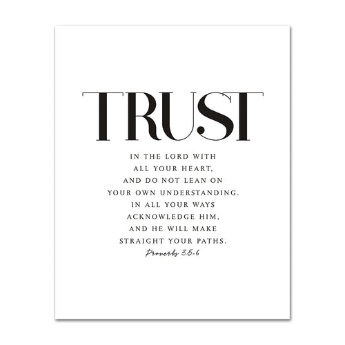 AZNM Faith Hope Joy Peace Grace Trust Bible Verse Canvas Wall Art