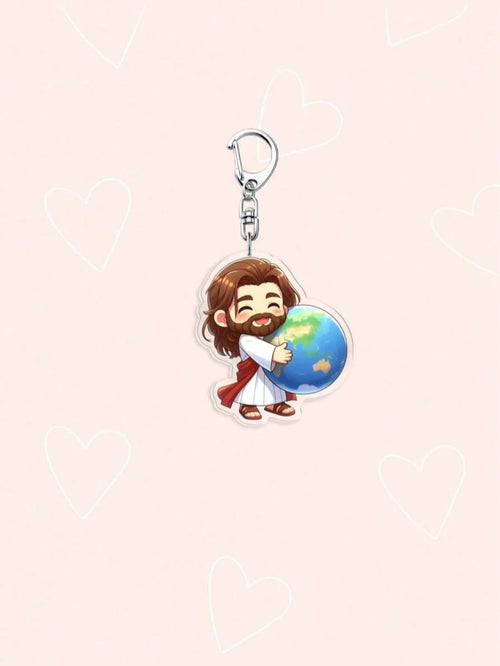1-6 Piece Set of Jesus and Lamb Acrylic Keychains, Multifunctional 2D