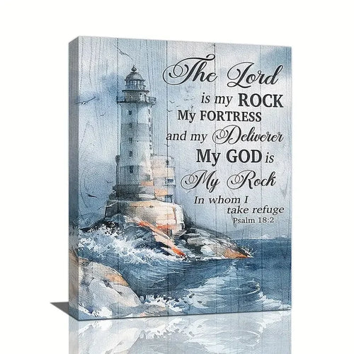 1pc No Framed Ocean Lighthouse Wall Art Scriptures Christian Psalm