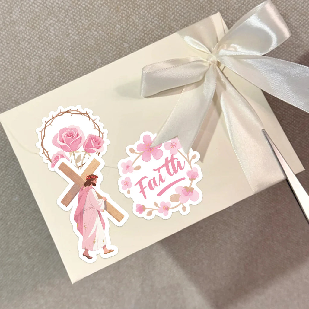 50PCS Pink Jesus Bible Stickers for DIY Scrapbook Stationery Suitcase
