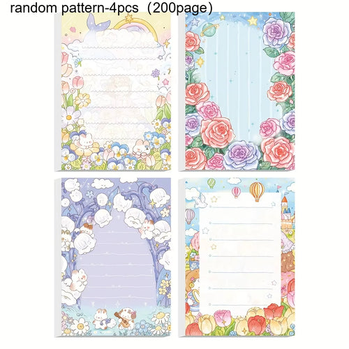 4pcs (200 Pages) Dream Garden Memo Pad Thick Paper Home Office and