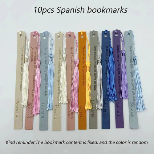 10 Pcs Leather Bible Bookmark Spanish for Women, Separadores De Biblia
