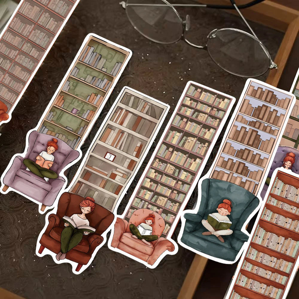 Bookcase Reading Bookmarks — Paper Decoration Set