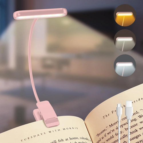 Reading Lamp Book Clamp Black/White/Pink USB Rechargeable Battery