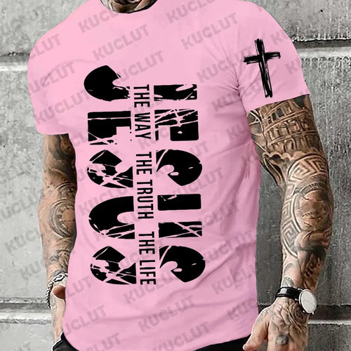 Loose Men T-shirt Summer Jesus The Way The Truth The Life Print T