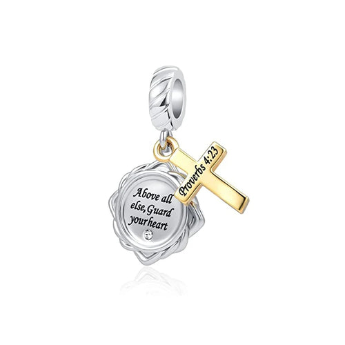 2024 New 925 Silver Jesus Cross The Holy Bible Pendant Charms Beads