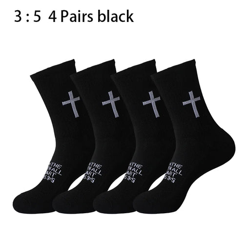 4 Pairs Christian Cross Socks Prayer Garter Bible Birthday Gift for