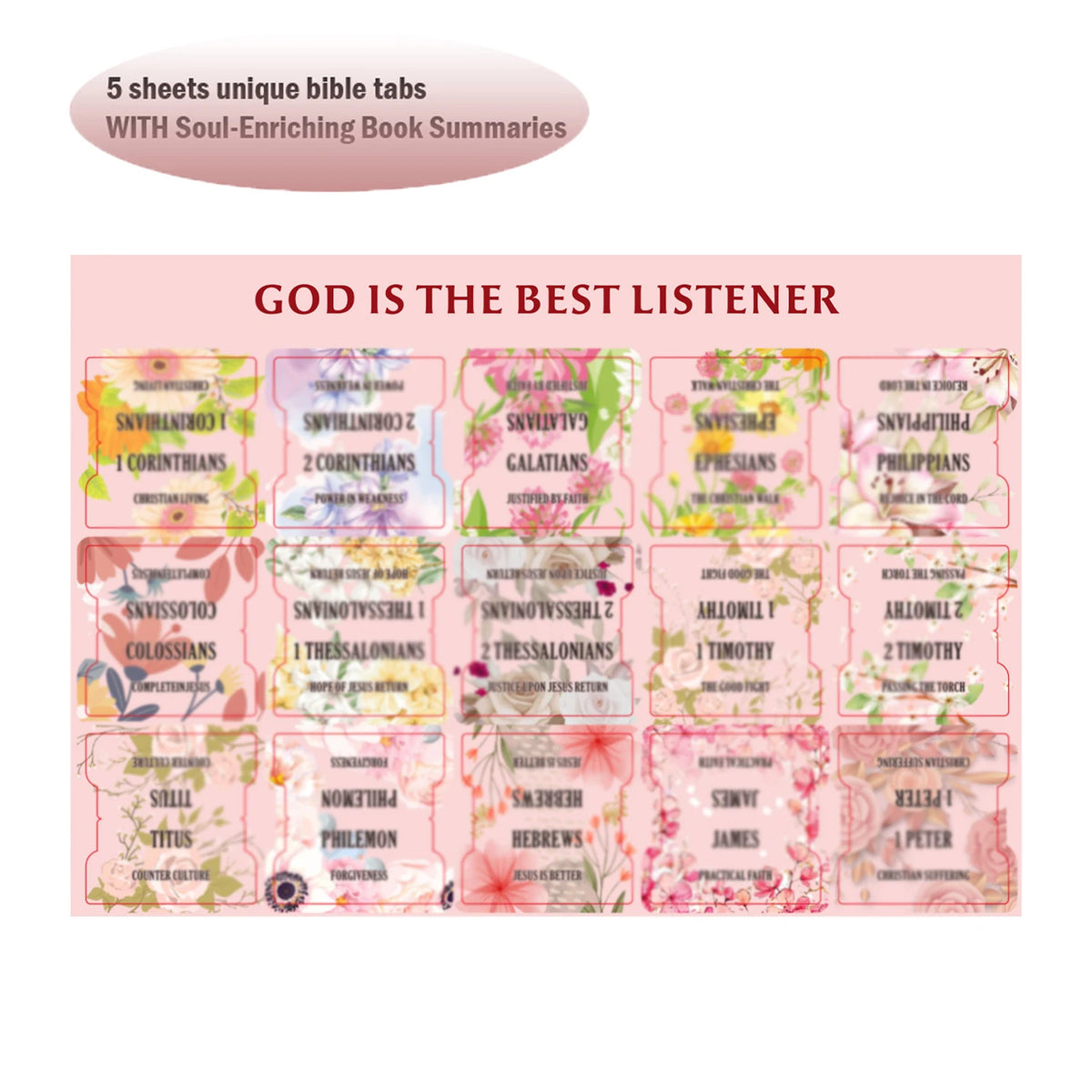 75pcs Large Font Sacred Text Index Tabs Inspirational Book Titles &