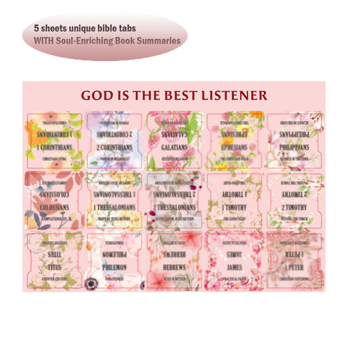 75pcs Large Font Sacred Text Index Tabs Inspirational Book Titles &