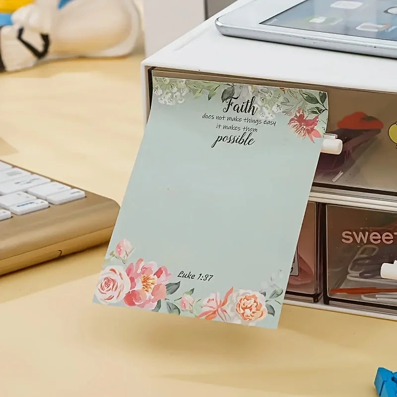 Inspirational Bible Text Self-Adhesive Notes, 30 Pieces, Retro Flower