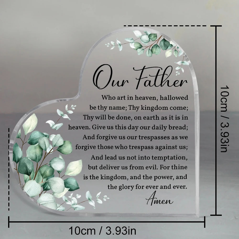 Christian Bible Verses Acrylic Heart Decorative Sign Plaques Our