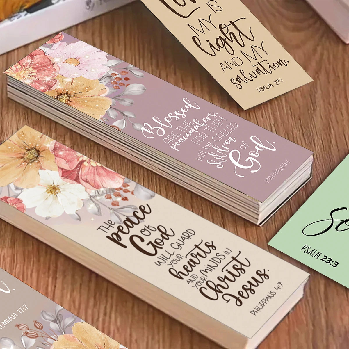 30pcs Flowerl Design Inspirational Bible Verse Bookmarks For Religious