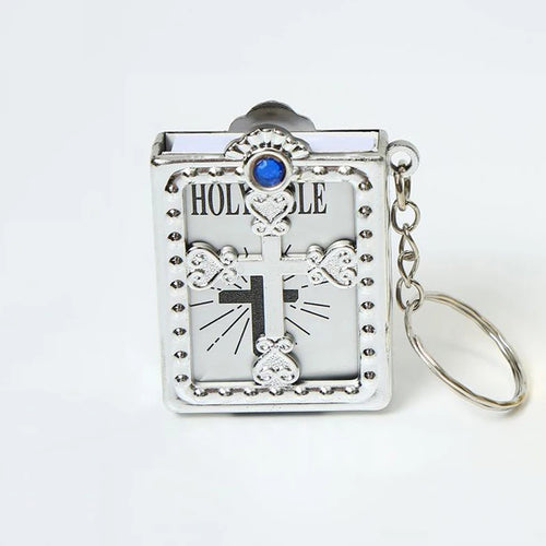 Fashion Holy Bible Keychain Mini Christian English Book Key Ring For