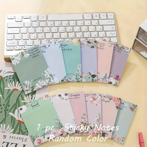 Inspirational Bible Text Self-Adhesive Notes, 30 Pieces, Retro Flower