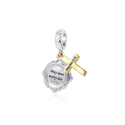 2024 New 925 Silver Jesus Cross The Holy Bible Pendant Charms Beads
