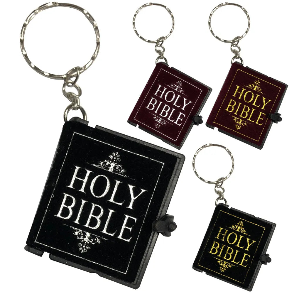 4Pcs Mini Bible Keychain Symbolic Religious Keychain Bible Book