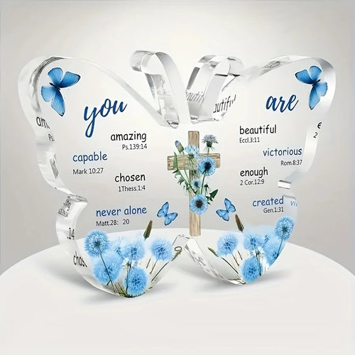 Acrylic Butterfly Prayer Decoration with Bible Verse