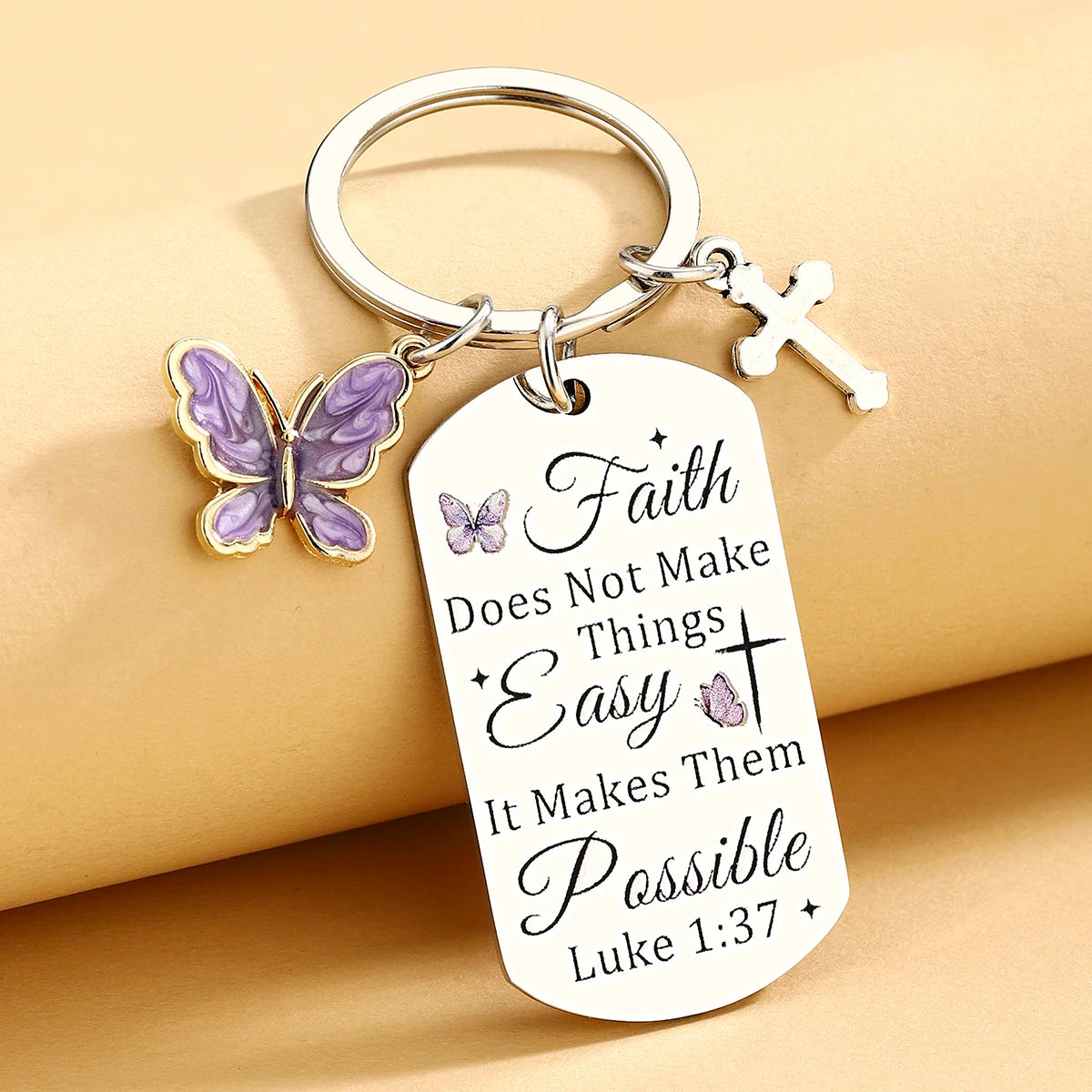 Faith Christian Gifts for Women Cross Bible Verse Keychain Religious