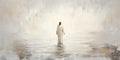 1PC  Jesus Walking on Water Minimalist Beige Abstract Print, I Will