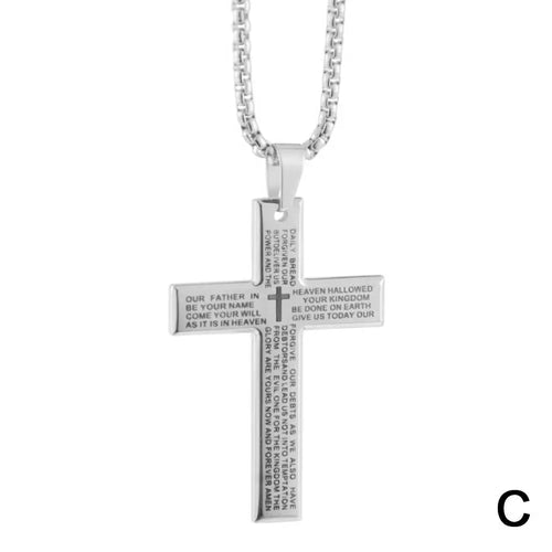 1/3pcs Christian Bible Cross Chain Necklace Steel Big Pendant Necklace