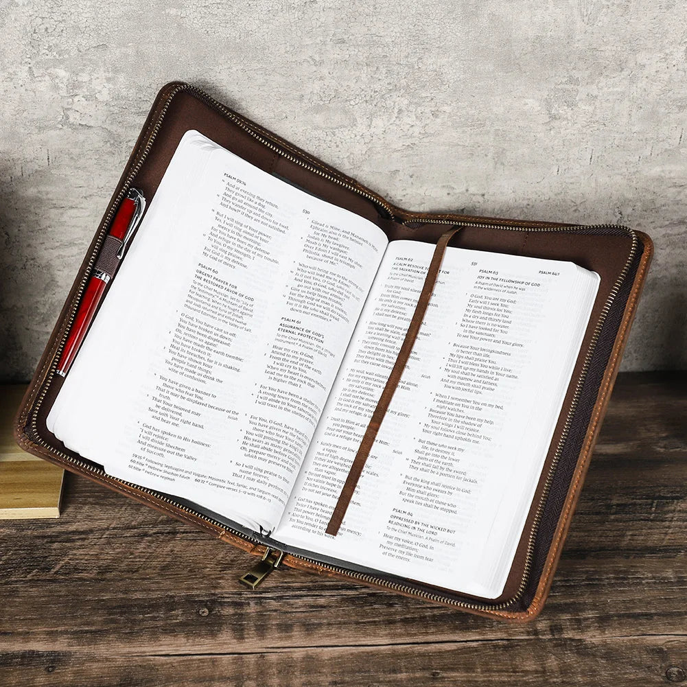 Handmade Custom Cowhide Leather Book Cover Bible Case Notebook Travel