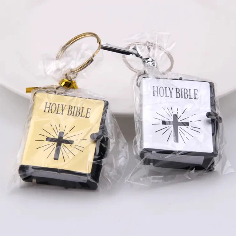 Fashion Holy Bible Keychain Mini Christian English Book Key Ring For