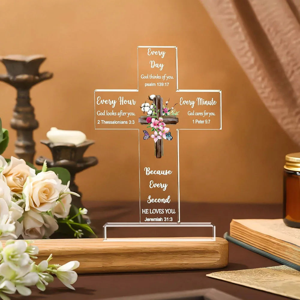 1pc Acrylic Cross - Bible Verses and Prayers, Inspirational Christian