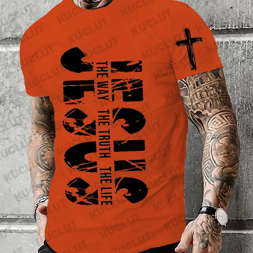 Loose Men T-shirt Summer Jesus The Way The Truth The Life Print T