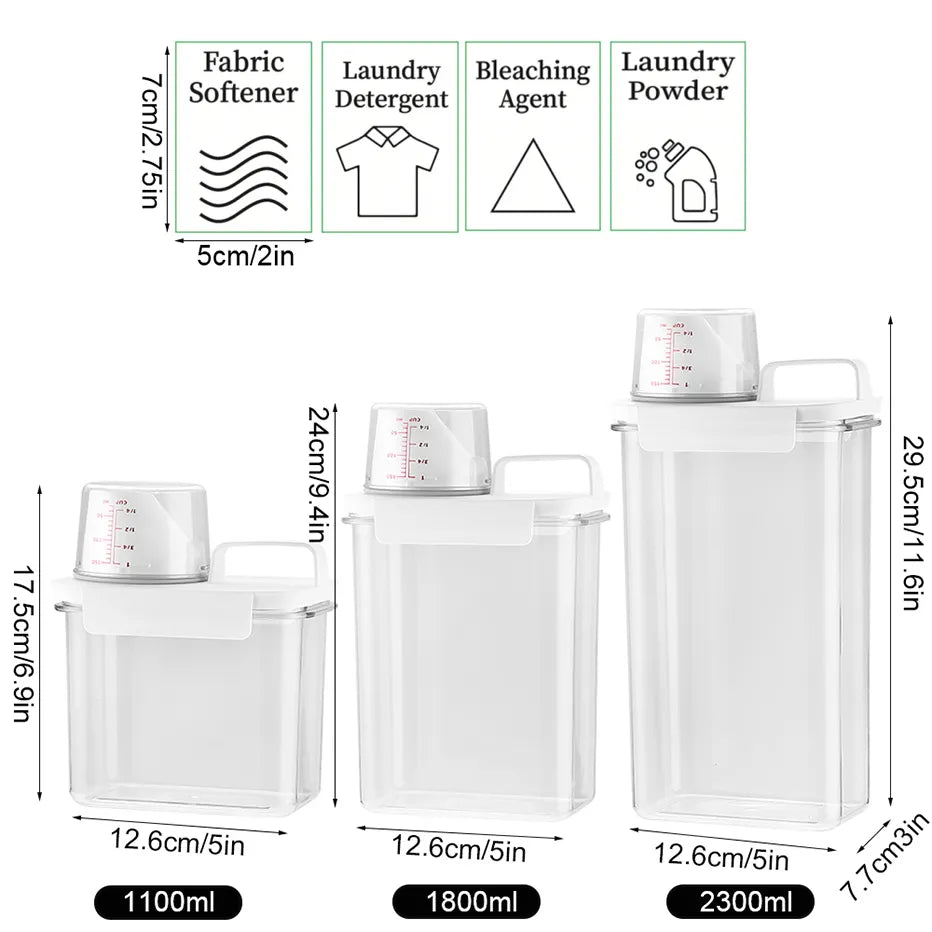 1100/1800/2300Ml Refillable Laundry Detergent Dispenser Empty Tank for